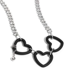 Paparazzi Black and Silver Heart Necklace Heart Homage - Black Acrylic  Fashion